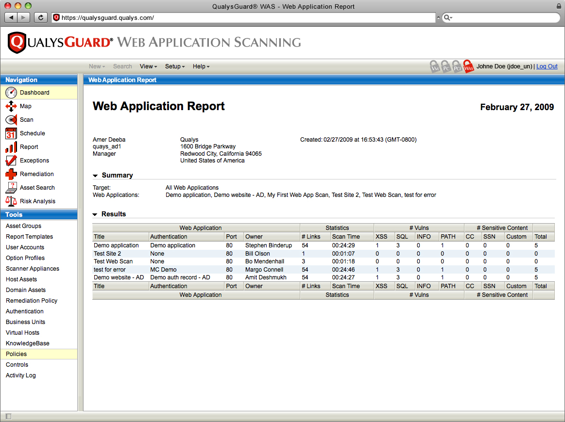Qualys Web Application Firewall